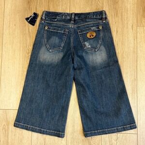 Y2K J & Company wide leg Denim Gaucho Capri Pants Blue Medium Wash guitar 26